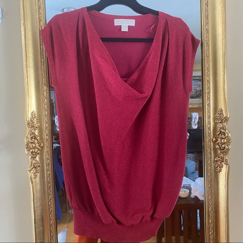 Michael Kors Sparkly Red Cowl Neck Sweater